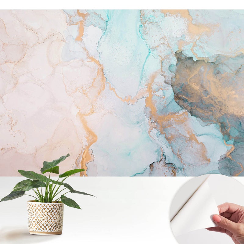 Tapeta dekoracyjna z wysokiej jakości materiału samoprzylepnego 152x104 cm - Barwy nieba i ziemi w płynnej abstrakcji TULUP