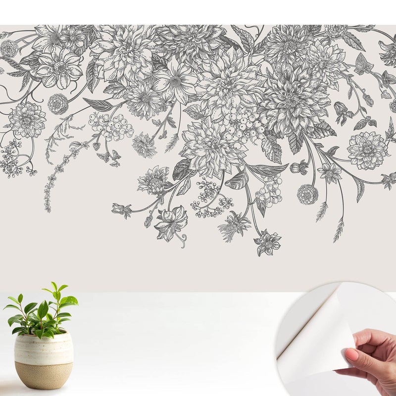 Tapeta dekoracyjna - nowoczesny motyw - powierzchnia odporna - montaż bez kleju 104x70 cm - Kwiaty elegancja harmonia natury TULUP