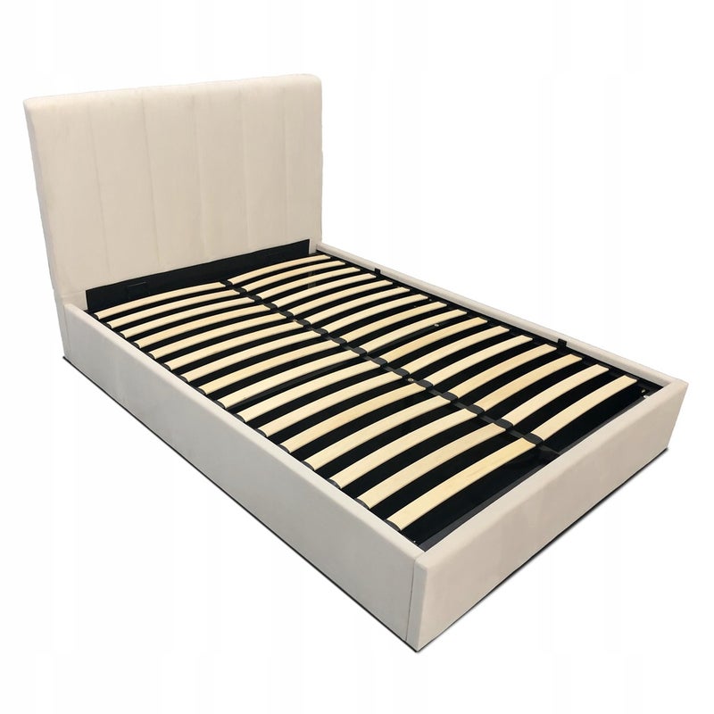 Łóżko tapicerowane z pojemnikiem i stelażem LT102 Vertica 160x200x117 krem