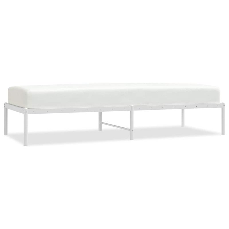 Łóżko Metalowe Białe Rama Łóżka Ze Stelażem Do Pokoju Sypialni 75x190 cm