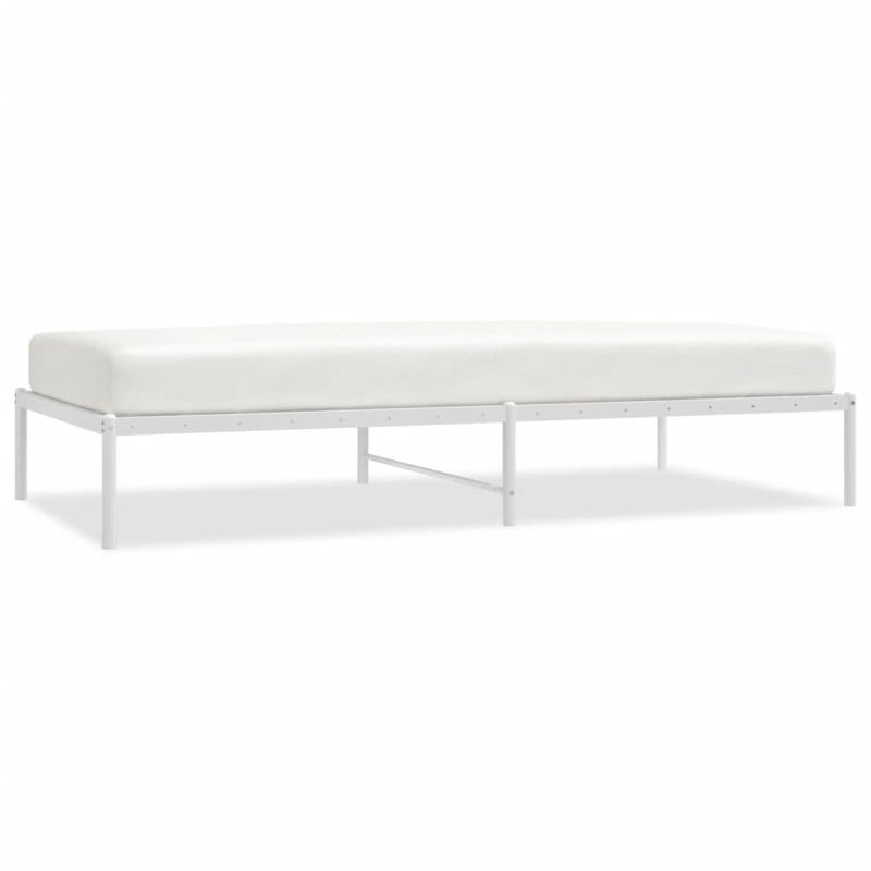Łóżko Metalowe Białe Rama Łóżka Ze Stelażem DO Pokoju Sypialni 100x200 cm
