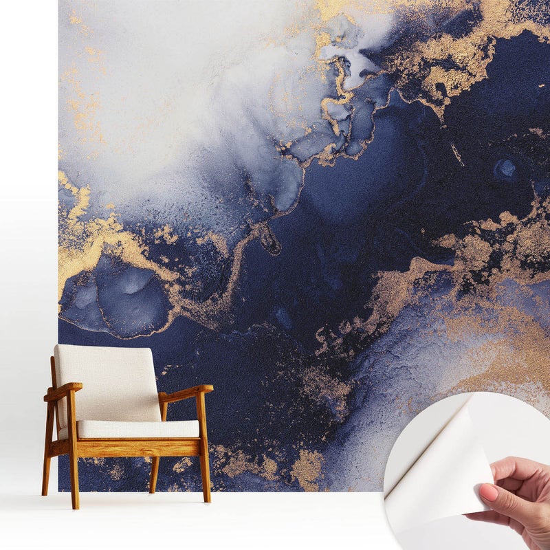 Samoprzylepna tapeta - stylowa dekoracja ściany elegancka i trwała 250x250 cm - Abstrakcyjne granaty beże elegancja TULUP