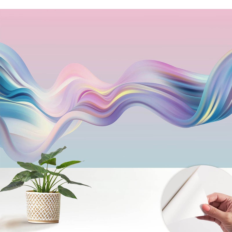 Tapeta samoprzylepna nowoczesna dekoracyjna elegancka stylowa trwała i łatwa w montażu 152x104 cm - Pastelowa abstrakcja fal TULUP