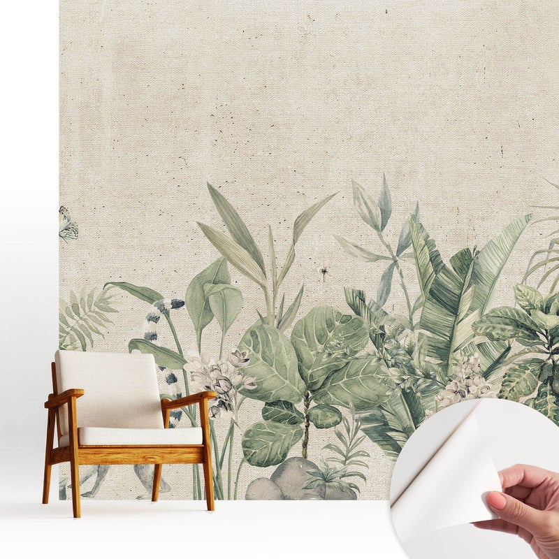 Tapeta z tkaniny samoprzylepnej - stylowa dekoracyjna elegancka 250x250 cm - Egzotyczna flora i fauna TULUP