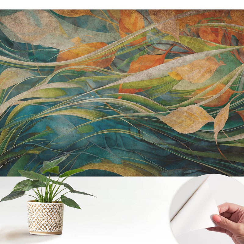 Tapeta dekoracyjna z wysokiej jakości materiału samoprzylepnego 152x104 cm - Naturalne liście na wodzie TULUP