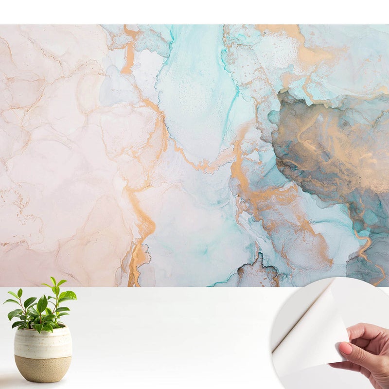 Tapeta dekoracyjna z wysokiej jakości materiału samoprzylepnego 104x70 cm - Barwy nieba i ziemi w płynnej abstrakcji TULUP