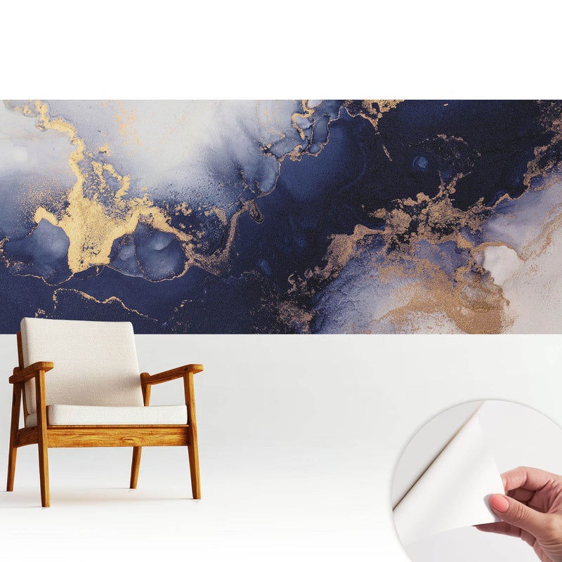 Samoprzylepna tapeta - stylowa dekoracja ściany elegancka i trwała 250x104 cm - Abstrakcyjne granaty beże elegancja TULUP