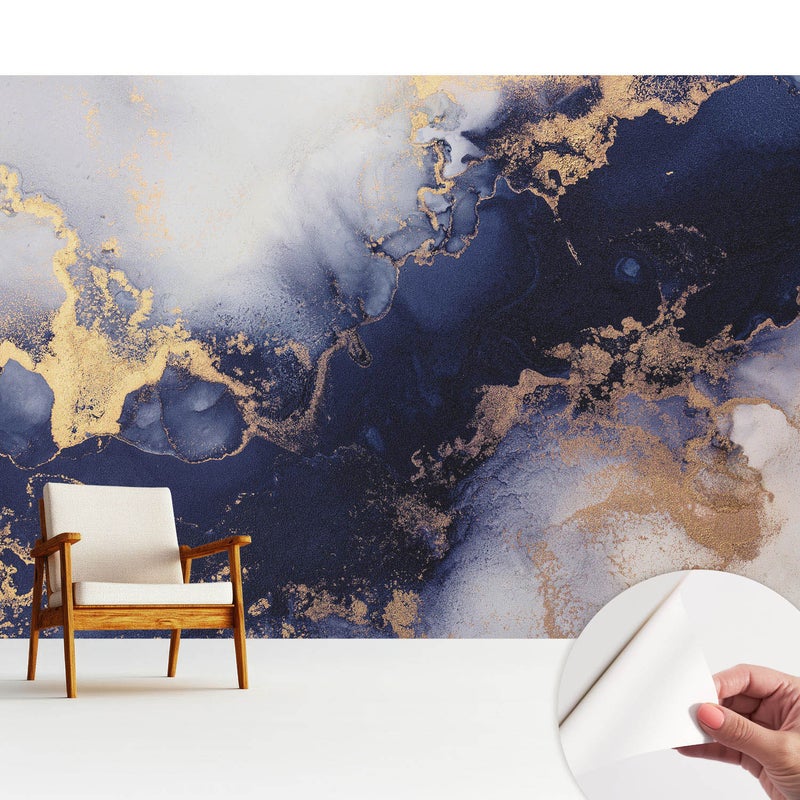 Samoprzylepna tapeta - stylowa dekoracja ściany elegancka i trwała 312x219 cm - Abstrakcyjne granaty beże elegancja TULUP