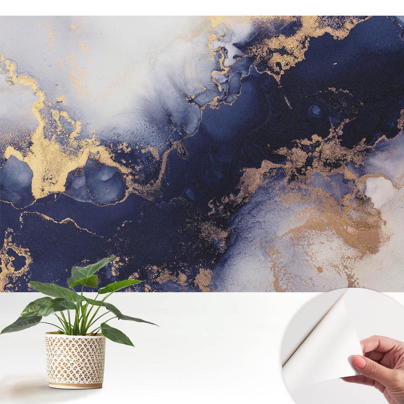 Samoprzylepna tapeta - stylowa dekoracja ściany elegancka i trwała 152x104 cm - Abstrakcyjne granaty beże elegancja TULUP