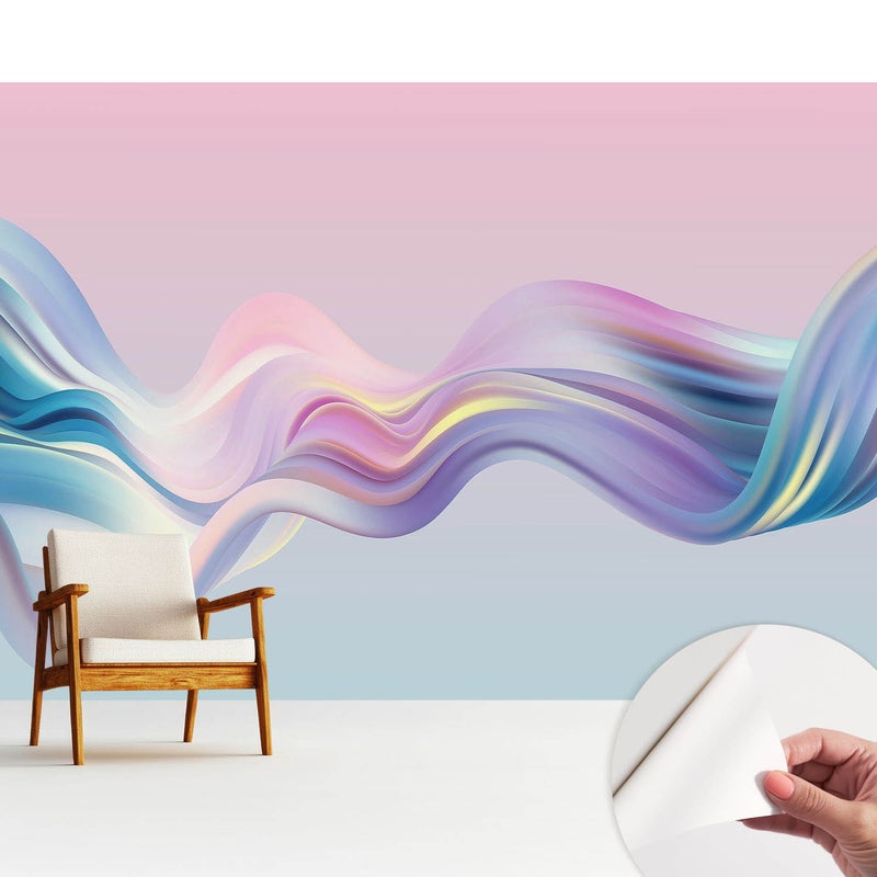 Tapeta samoprzylepna nowoczesna dekoracyjna elegancka stylowa trwała i łatwa w montażu 312x219 cm - Pastelowa abstrakcja fal TULUP