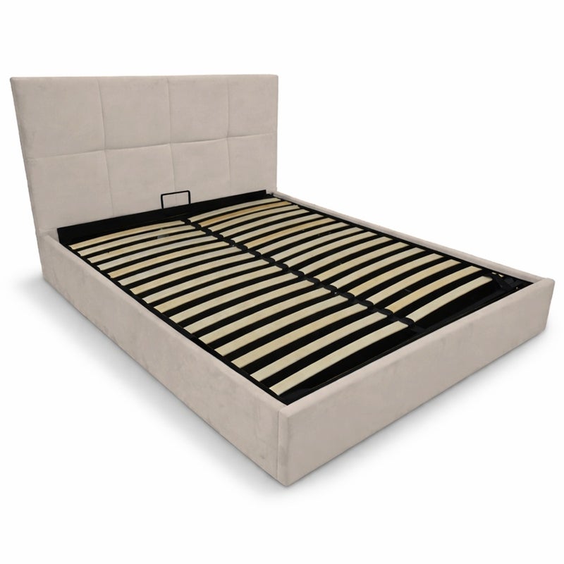 Łóżko tapicerowane z pojemnikiem i stelażem LT103 Quadro 160x200x117 taupe