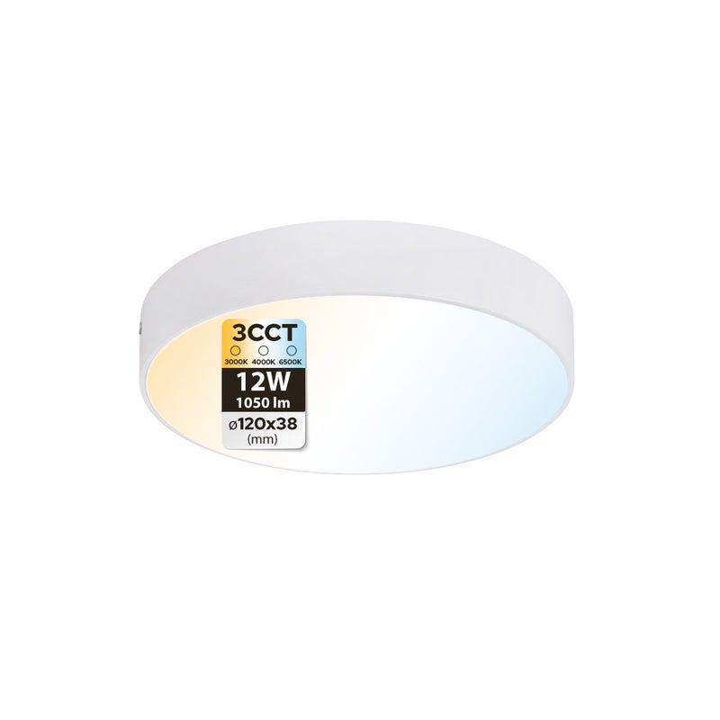 Plafon LED 12W 1050lm 3CCT 12cm IP20 okrągły biały CATALINA HOROZ.
