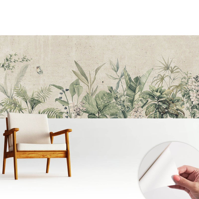 Tapeta z tkaniny samoprzylepnej - stylowa dekoracyjna elegancka 250x104 cm - Egzotyczna flora i fauna TULUP