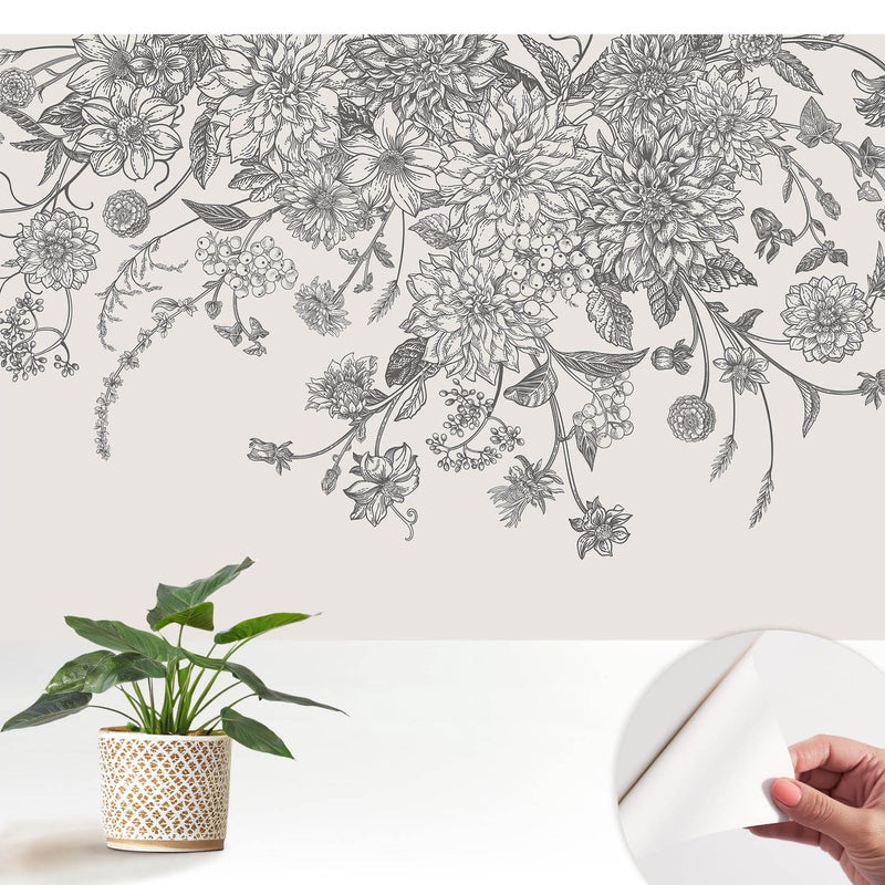 Tapeta dekoracyjna - nowoczesny motyw - powierzchnia odporna - montaż bez kleju 152x104 cm - Kwiaty elegancja harmonia natury TULUP