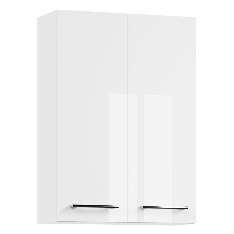 Szafka łazienkowa wisząca biała połysk z półkami do łazienki ścienna 50x70