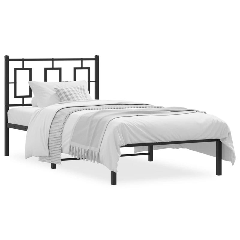 Łóżko Metalowe Czarne Rama Łóżka Ze Stelażem Do Pokoju Sypialni 90x190 cm