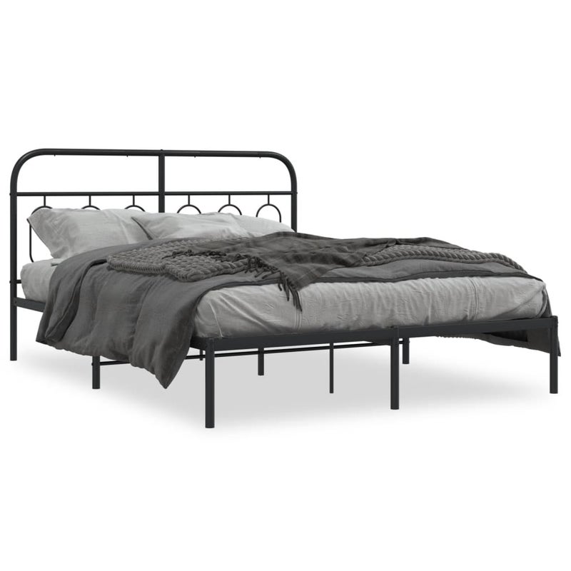 Łóżko Metalowe Czarne Rama Łóżka Ze Stelażem Do Pokoju Sypialni 140x190 cm