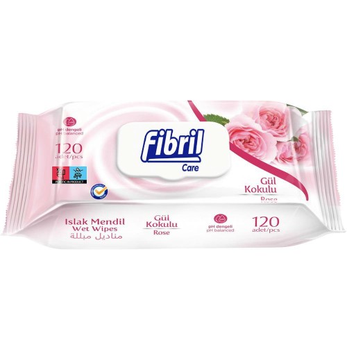 FIBRIL chusteczki nawilżane róża 120 szt do pielęgnacji skóry całej rodziny