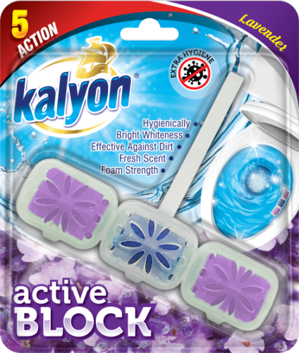 Kalyon zawieszka do WC 57 g Lavender Active Block 5 Action higiena świeżość piana ochrona przed kamieniem