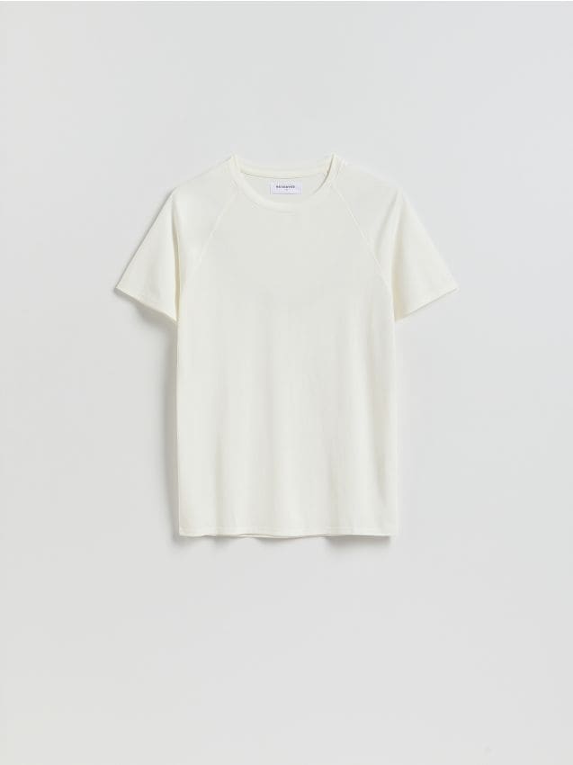 Reserved - T-shirt slim fit z wiskozą - biały