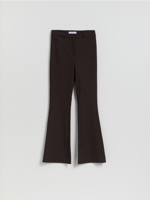 Reserved - Spodnie flare z wiskozą - ciemnobrązowy