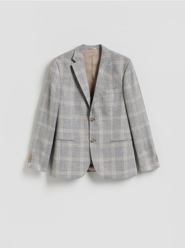 Reserved - Marynarka slim fit z wiskozą - jasnoszary