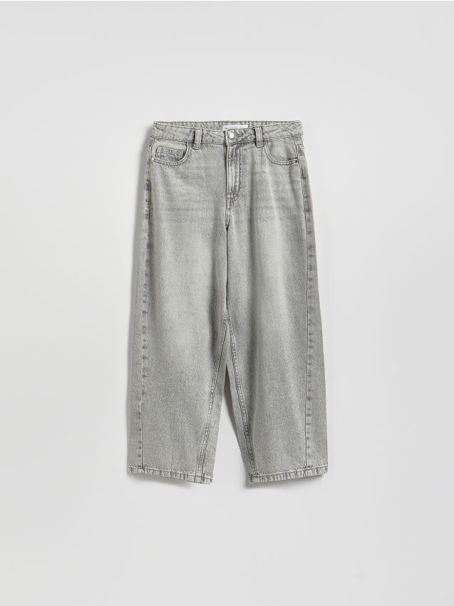 Reserved - Jeansy barrel fit - jasnoszary