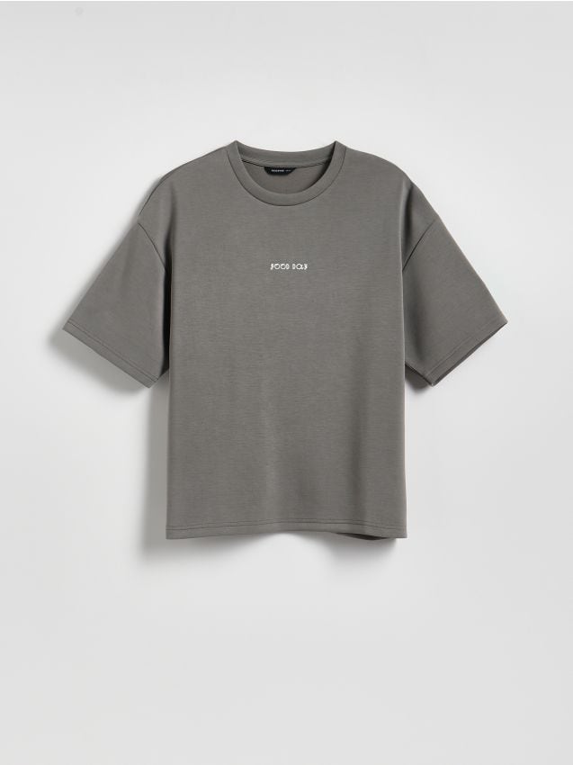 Reserved - T-shirt z modalem - ciemnoszary