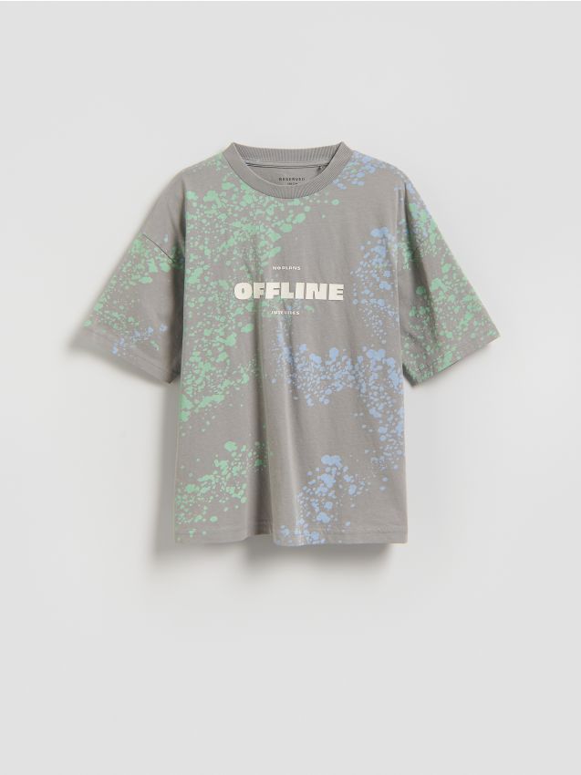 Reserved - Bawełniany t-shirt - jasnoszary