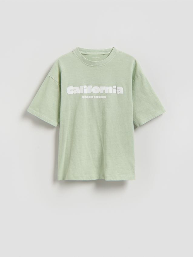 Reserved - Bawełniany t-shirt - jasnozielony