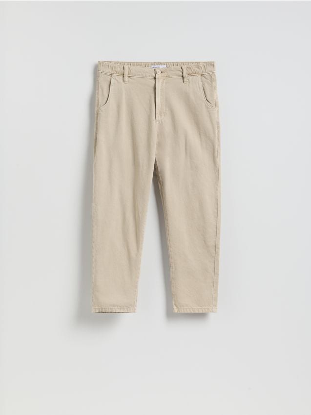 Reserved - Jeansy jogger fit - beżowy