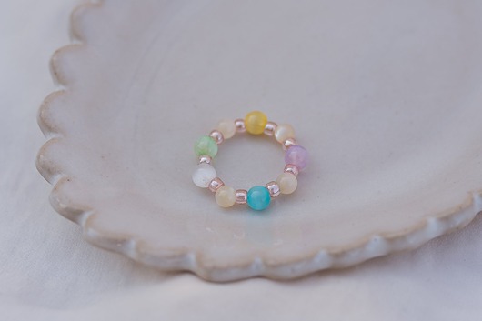 Pierścionek elastyczny Kocie Oko i Masa Perłowa