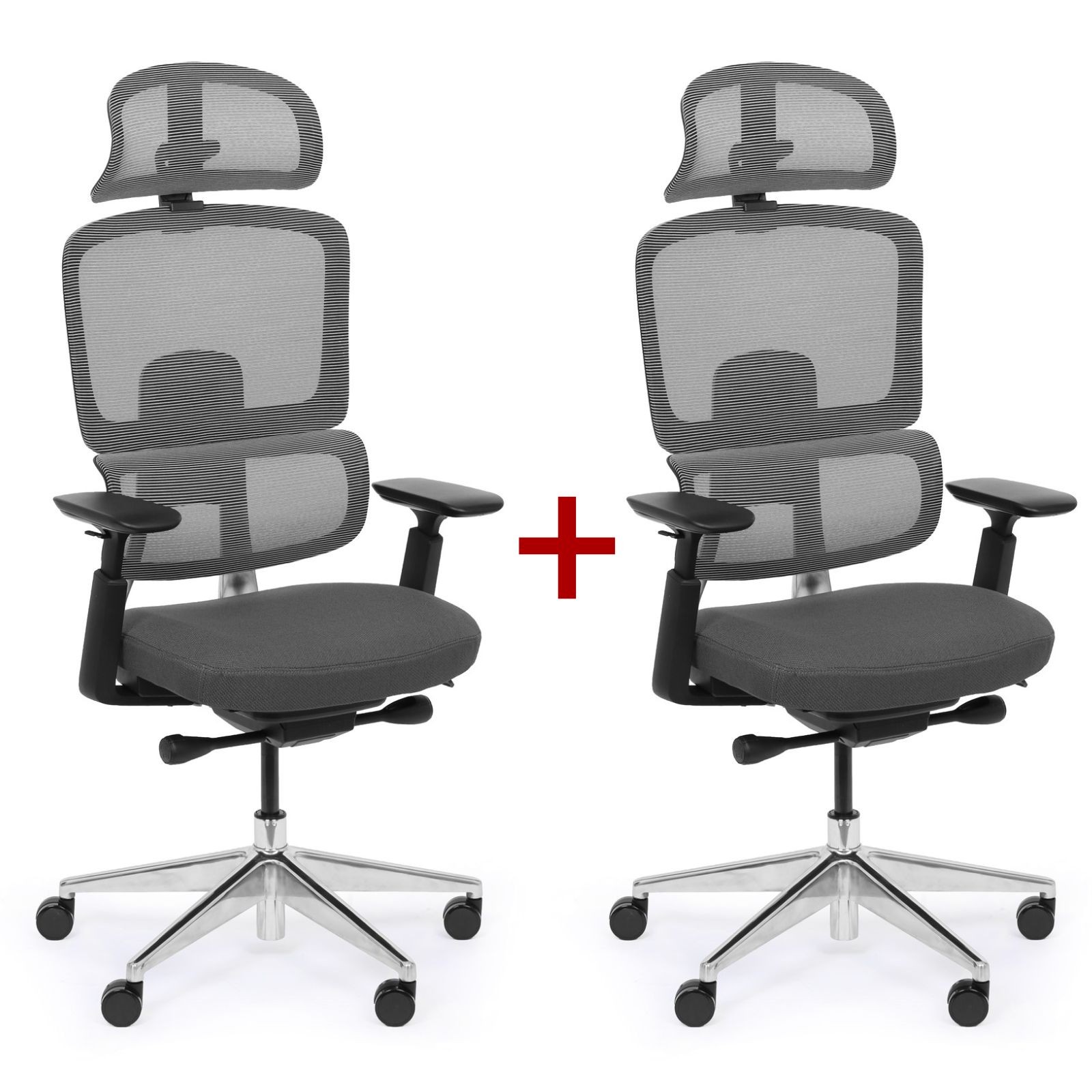 Krzesło biurowe WILMOT MF 1+1 GRATIS, czarna rama, szara