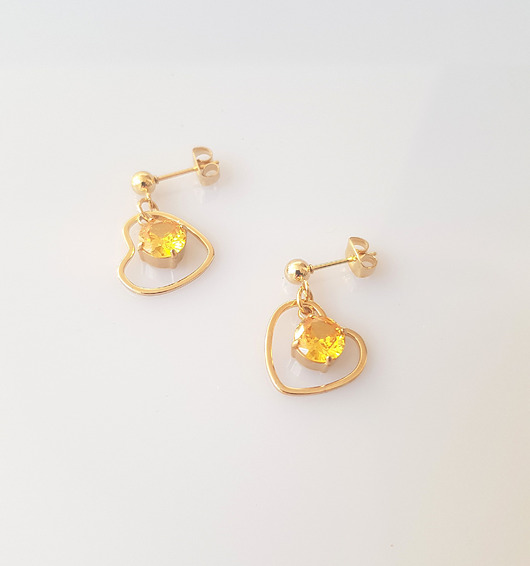 Kolczyki pozłacane Słońce w sercu