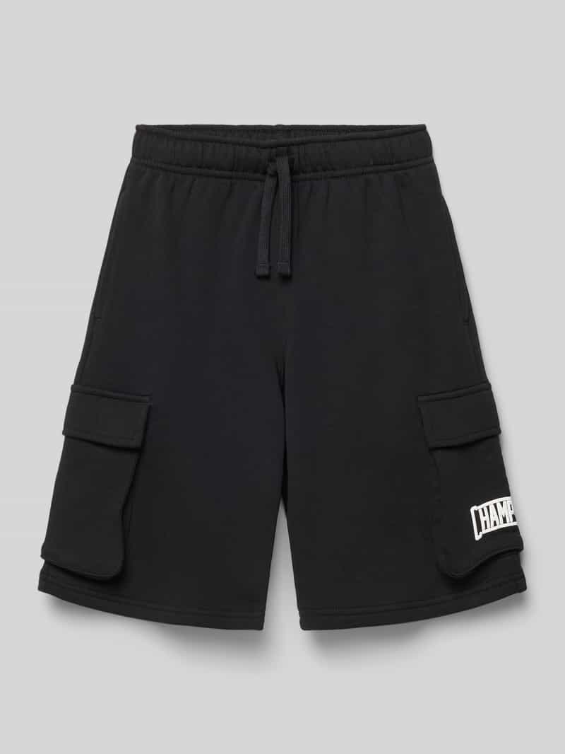 Bermudy z mieszanka bawełny z detal z logo