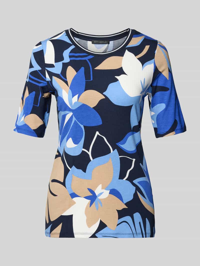 t-shirt z mieszanka wiskozy i elastanu we wzór na całej powierzchni