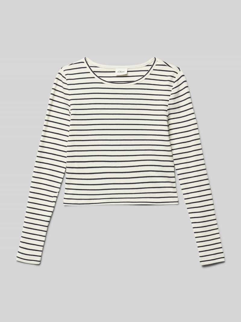 Bluzka z długim rękawem o kroju slim fit z mieszanki bawełny
