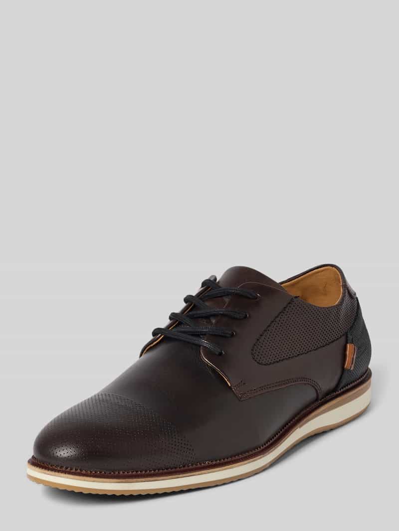 Derby ze skóry z wiązaniem