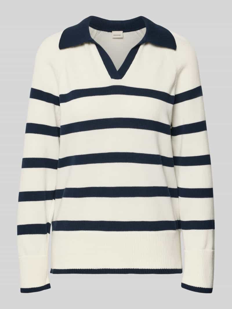 Sweter w paski z kołnierzykiem polo