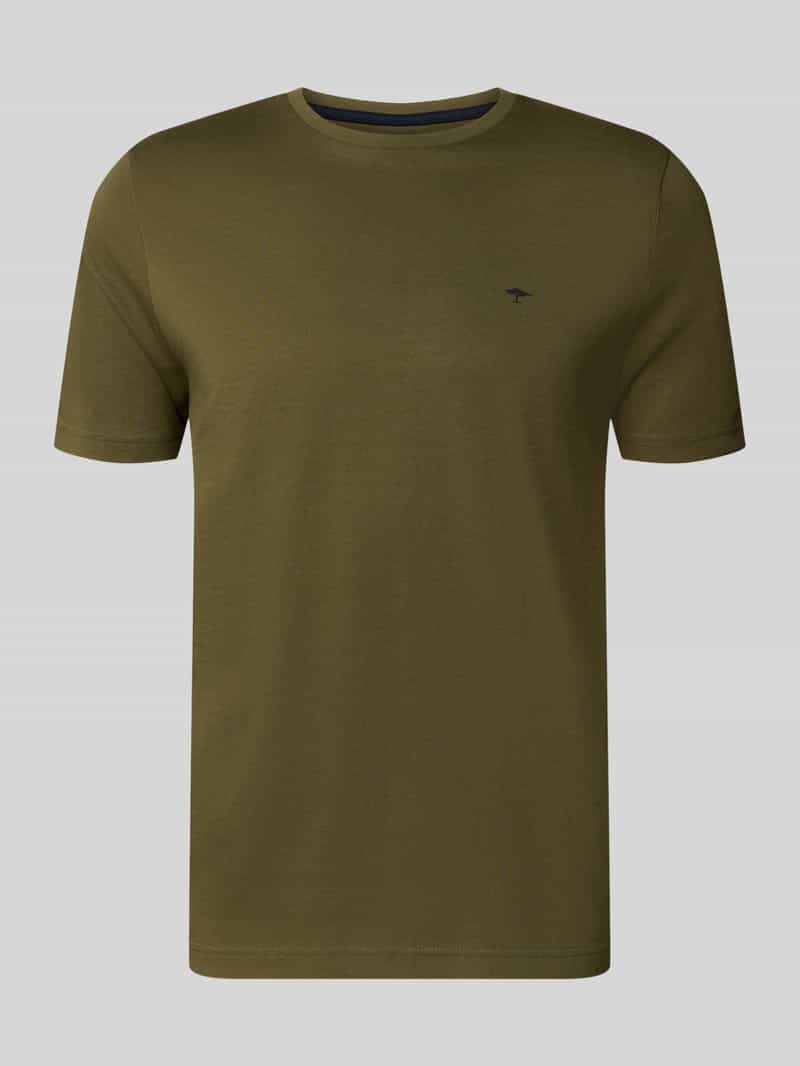 t-shirt z okrągłym dekoltem i wyhaftowanym logo