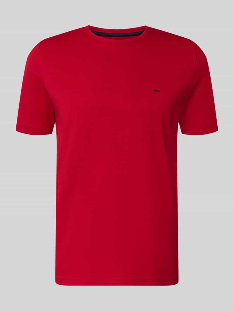 t-shirt z okrągłym dekoltem i wyhaftowanym logo
