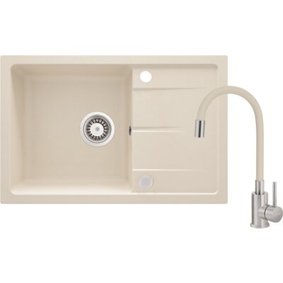 Zlewozmywak jednokomorowy z ociekaczem i baterią DEANTE Leda ZRD G5113 Beżowy 44x67
