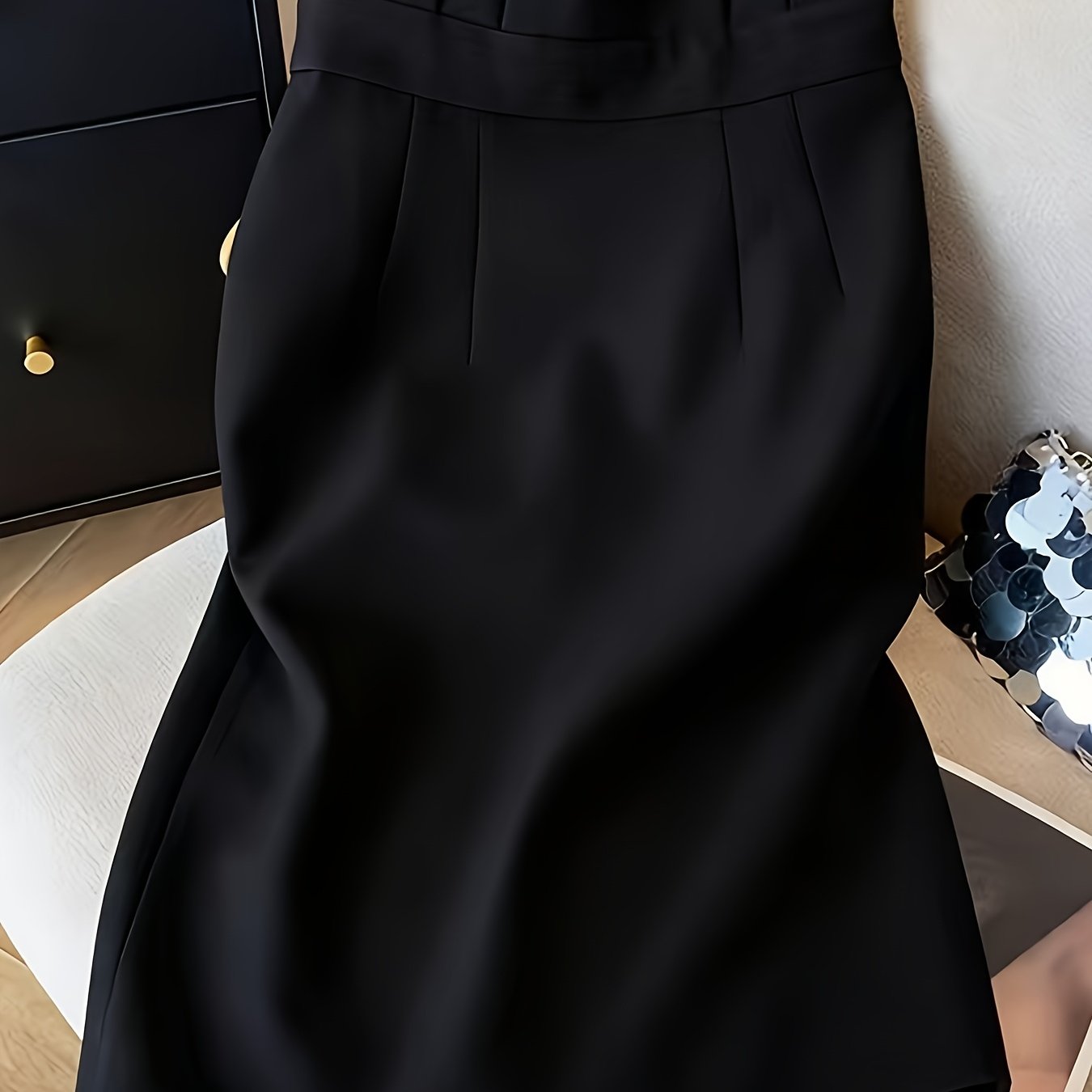 TEMU Damska wysokiej klasy projektancka dopasowana półspódnica z rozcięciem, elegancka spódnica do pracy, Wybór Niannian