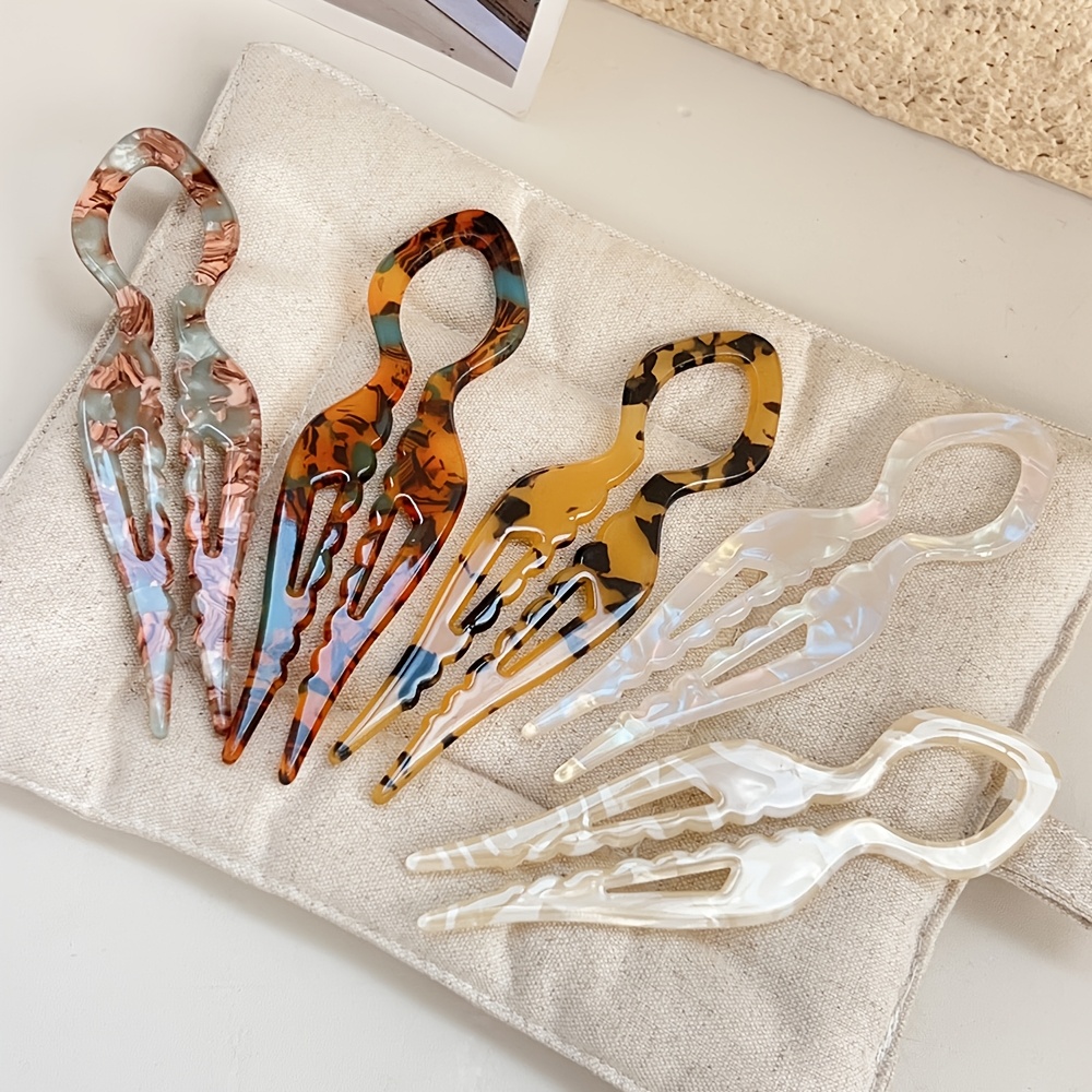 TEMU 5 szt. Duże Eleganckie Akrylowe Spinki do Włosów - Antypoślizgowy Design Zębów, Stylowe Wsuwki dla Kobiet, Bezpiecznie Utrzymują i Kucyki,