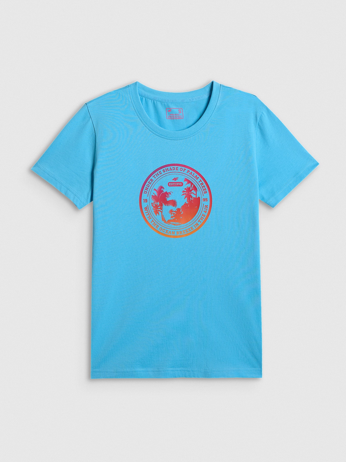 4F T-shirt regular z nadrukiem damski - niebieski XXL