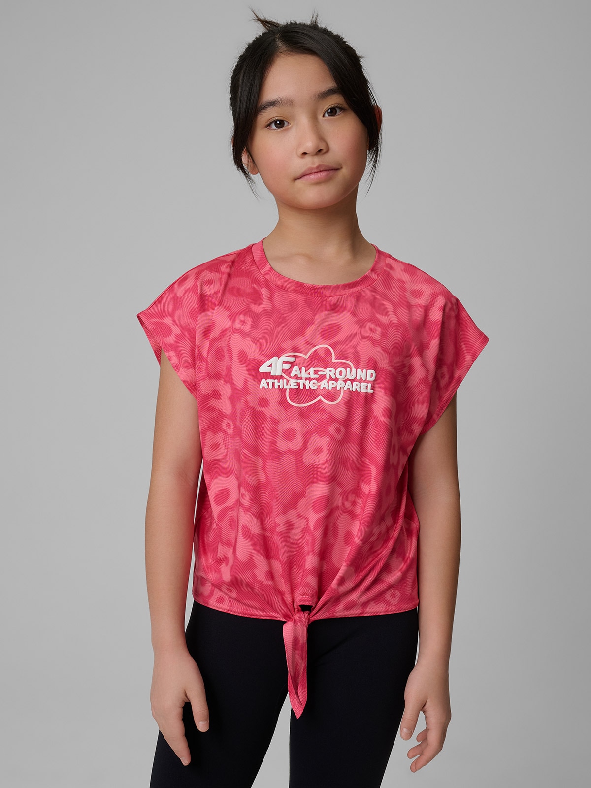 4F Koszulka sportowa szybkoschnąca dziewczęca - różowa 158/164 (12-14 lat)