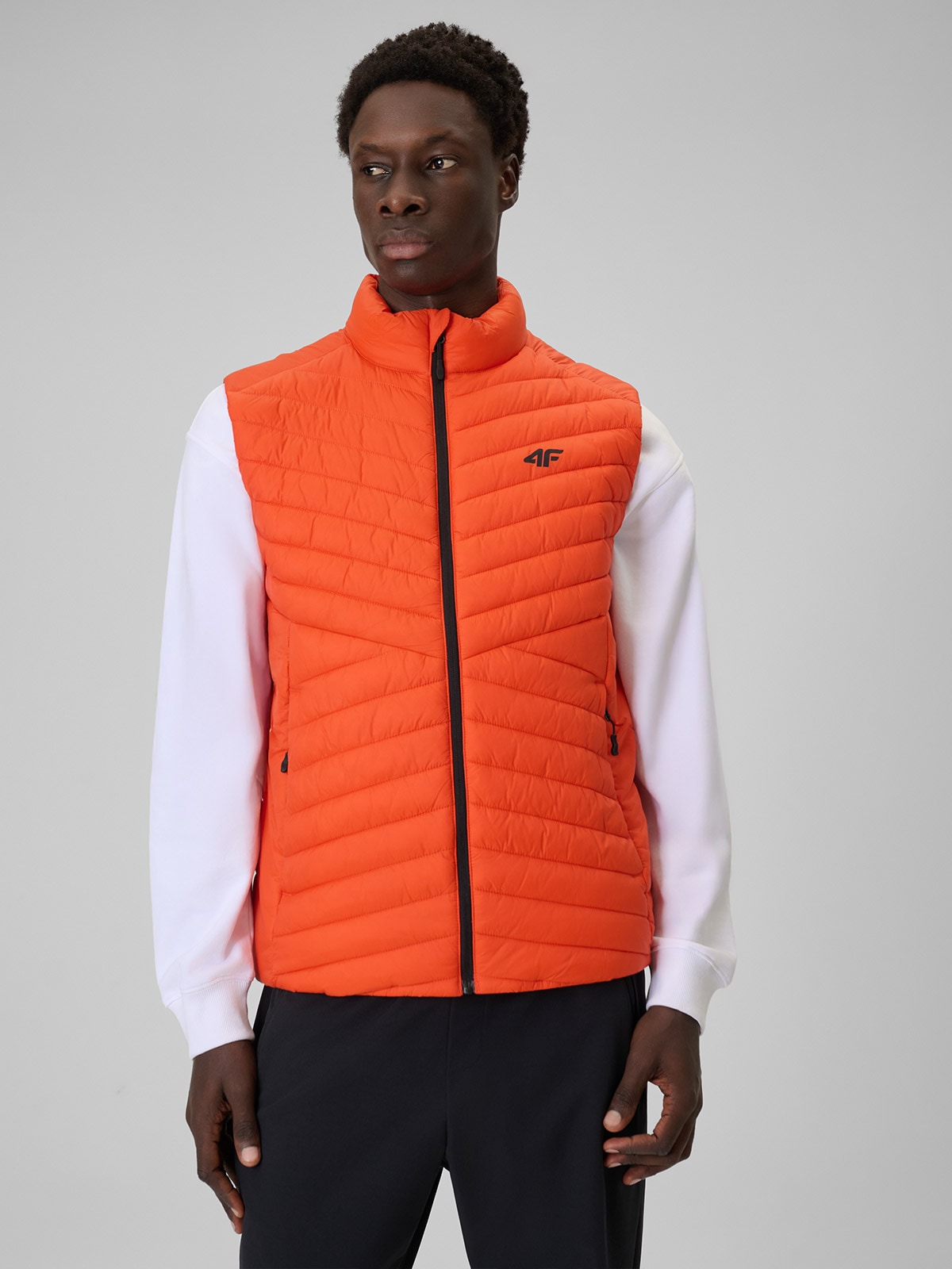 4F Bezrękawnik z wypełnieniem syntetycznym męski - pomarańczowy XL