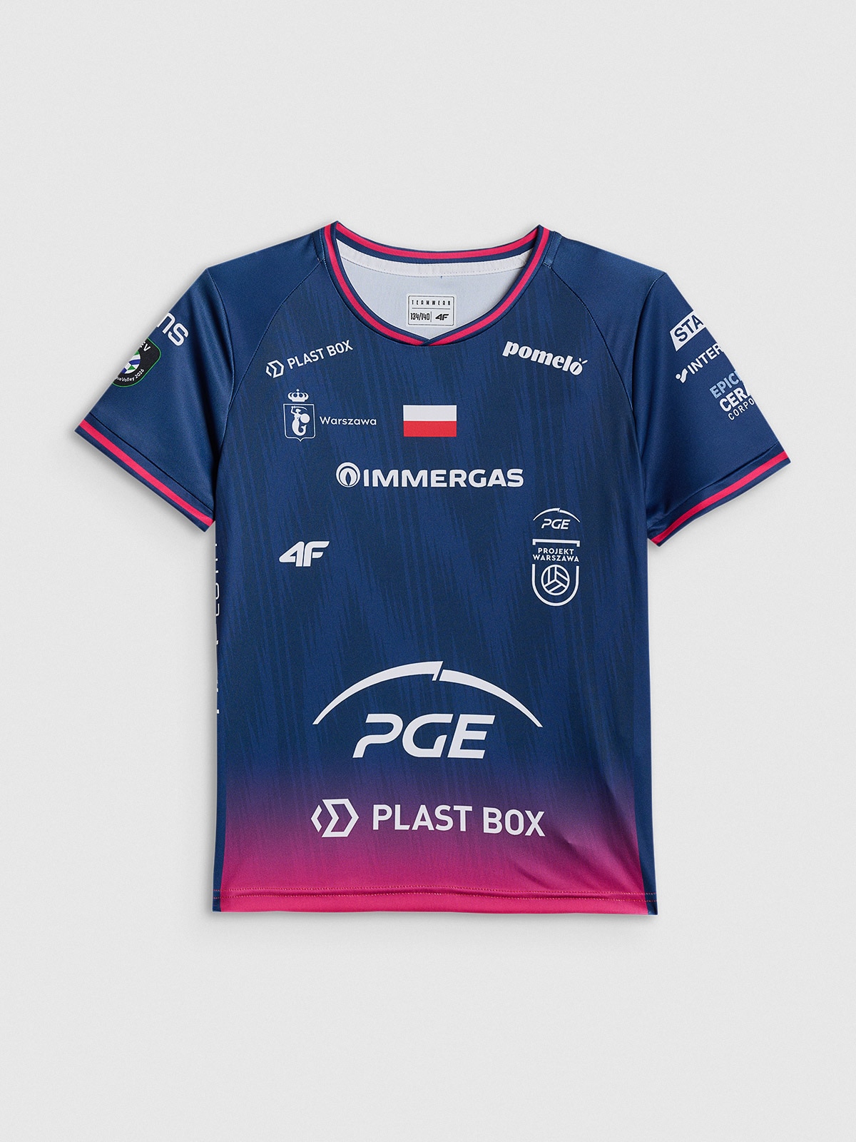 4F Koszulka meczowa replika wyjazdowa z sezonu 2025/26 dziecięca 4F x Projekt Warszawa - granatowa 98/104