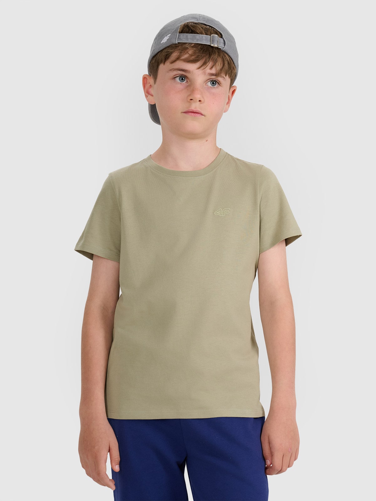 4F T-shirt oversize gładki chłopięcy - zielony 158 (12-13 lat)