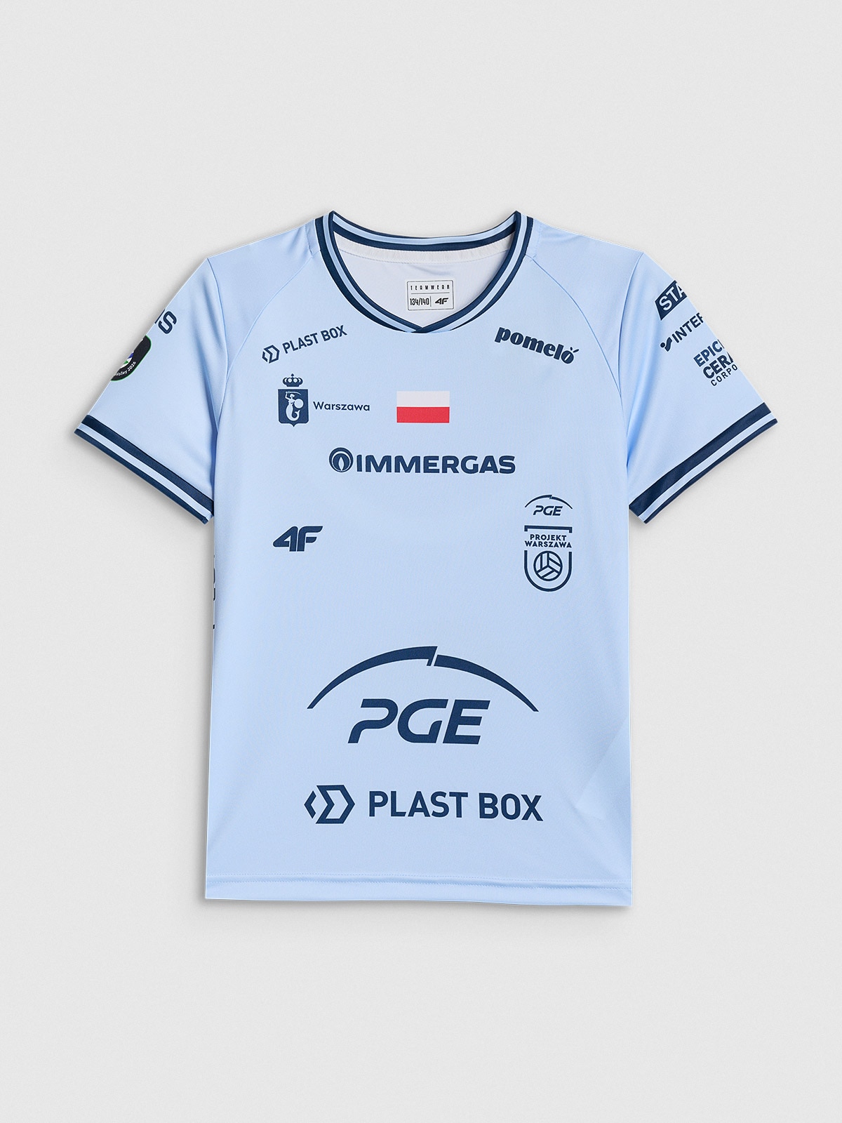4F Koszulka meczowa replika domowa z sezonu 2025/26 dziecięca 4F x Projekt Warszawa - niebieska 98/104